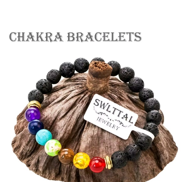 Swlttal Jewelry - Chakra Lava Bead Bracelet for Women N Men